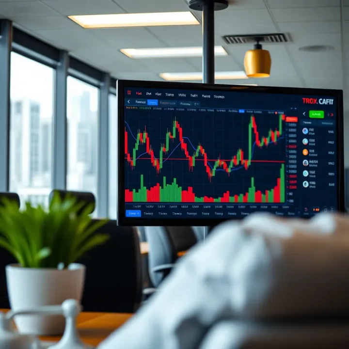 Forex trading chart displaying currency pair fluctuations on a digital screen in a Johannesburg office