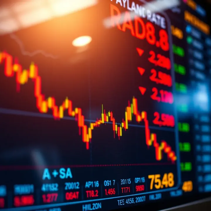 Visual representation of currency exchange rates displayed on a digital screen showing fluctuations