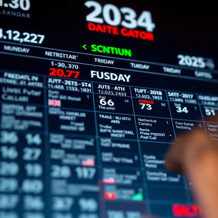 Economic calendar showing dates and key financial events relevant to forex trading