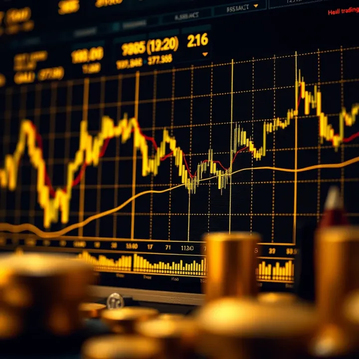 Graph showing gold price fluctuations against major currencies in forex trading