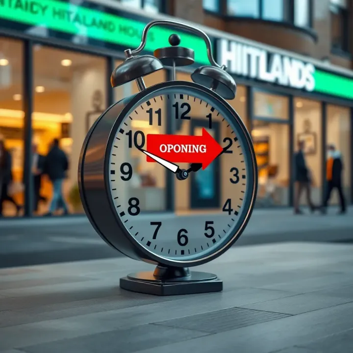Clock and calendar icons illustrating opening and closing times for Highland Mews Witbank