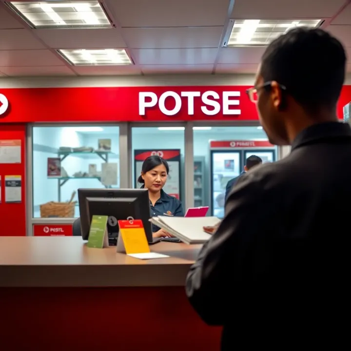 Service Counter Inside Highveld Post Office Customer interacting with postal staff at a service desk inside a Highveld Post Office