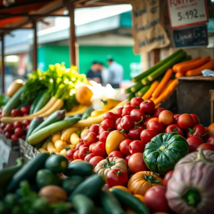 Fresh fruits and vegetables displayed at a local Kenilworth market stall under natural daylight