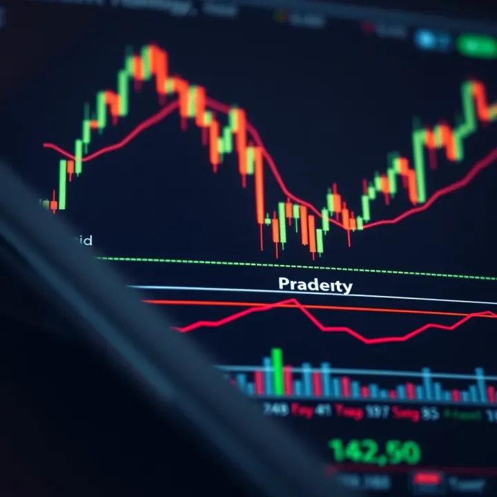 Forex trading chart displaying candlestick patterns and moving averages to identify entry points