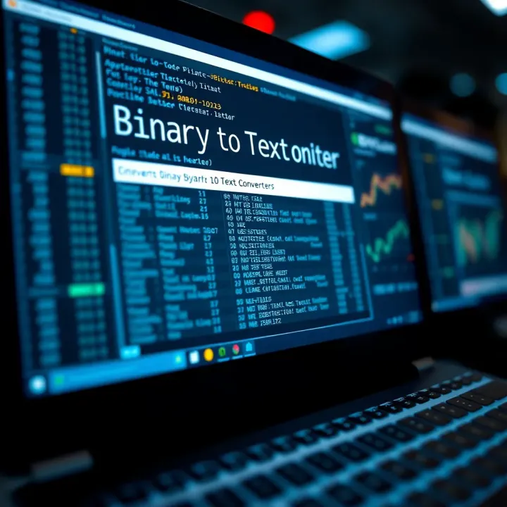 User Interface of an Online Binary to Text Converter Tool Screenshot of an online binary to text converter interface showing input and output fields