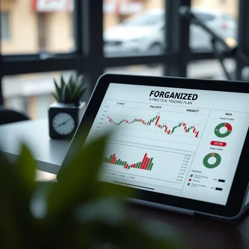 Organized Forex Trading Plan in PDF Format Organized forex trading plan displayed on a digital tablet with charts and notes