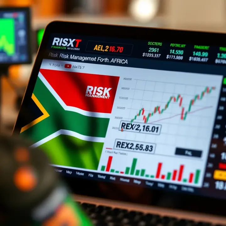 Graph showing risk management concepts with charts and South African flag elements