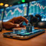 Secure smartphone setup with authentication icons representing safety features in trading apps