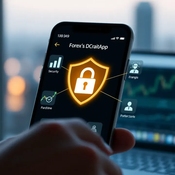 Graphic illustrating secure login and protection features for forex trading apps to ensure safe transactions