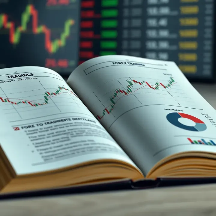 Open book with Forex trading graphs and charts overlay