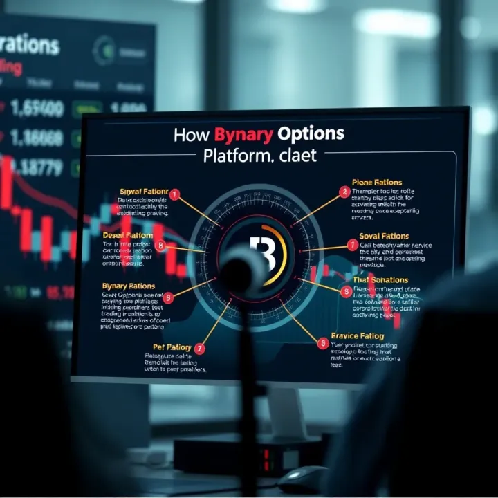 Diagram illustrating the mechanism of binary options trading platforms with key features highlighted