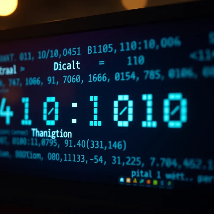 Diagram illustrating binary digits converting into textual characters