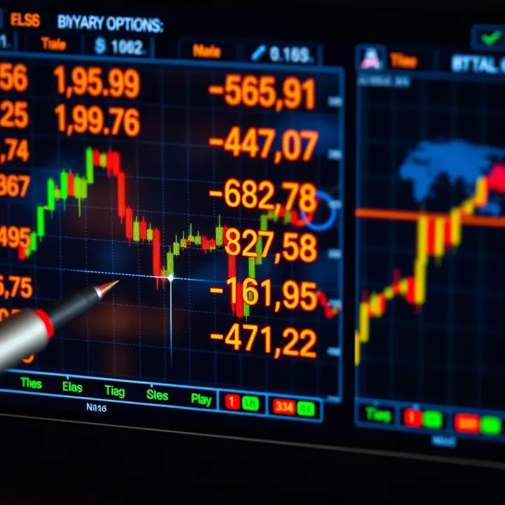 Visualizing Currency Exchange Rates in Binary Forex Trading Illustration of currency exchange rates displayed on a digital trading platform highlighting binary options