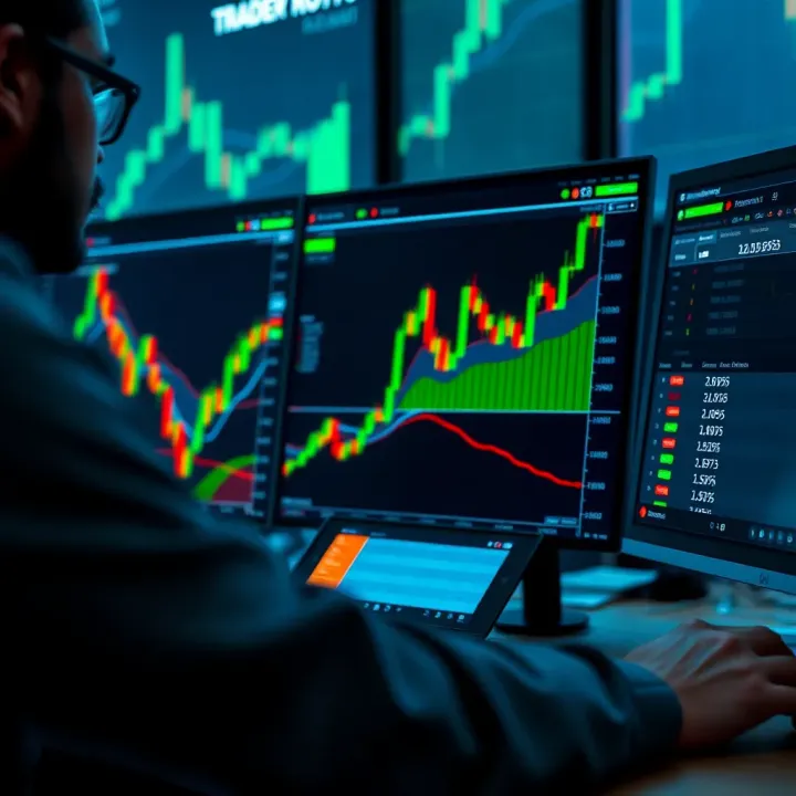 Graph showing automated trading software analyzing financial market data