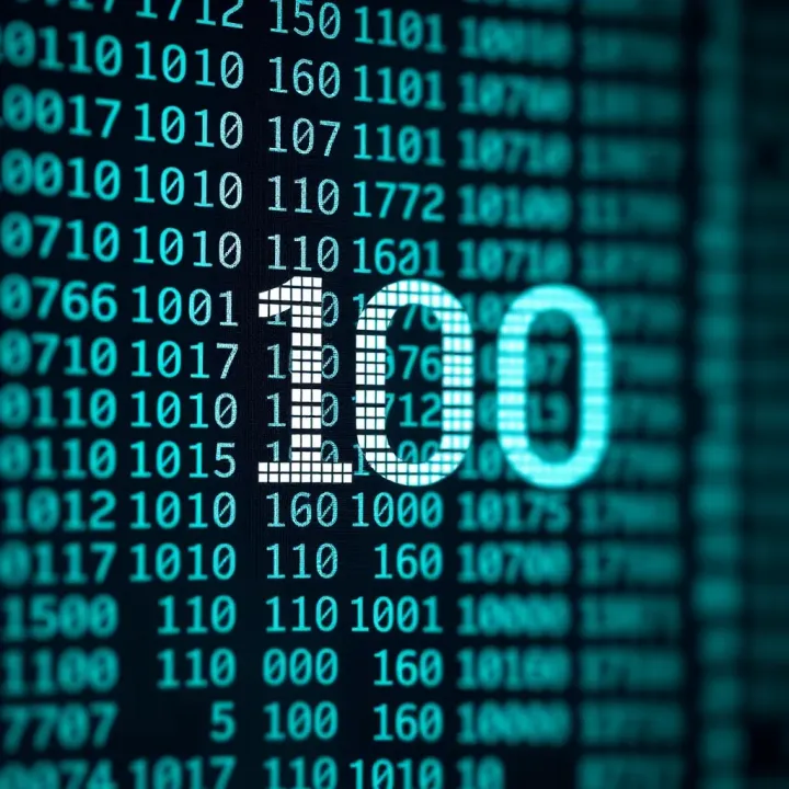 Diagram illustrating the binary representation of the decimal number one hundred