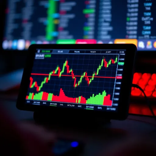 Binary Options Trading Signals Display on Digital Device Graph displaying binary options trading signals on a digital device screen