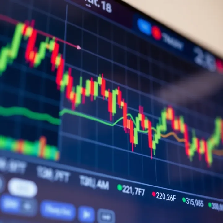 Graph showing currency pair trends on a digital trading platform