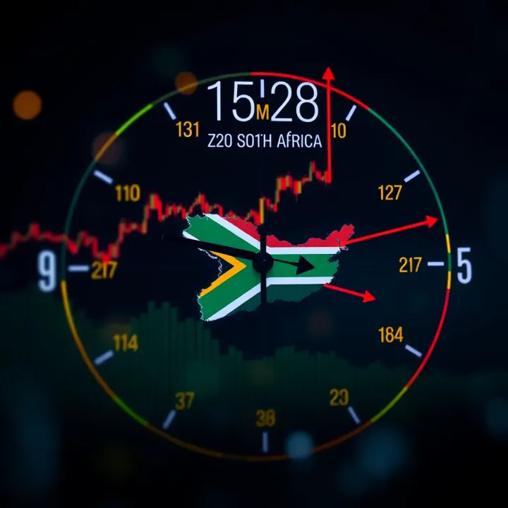 Clock showing South African time with forex trading session overlays to illustrate optimal trading periods
