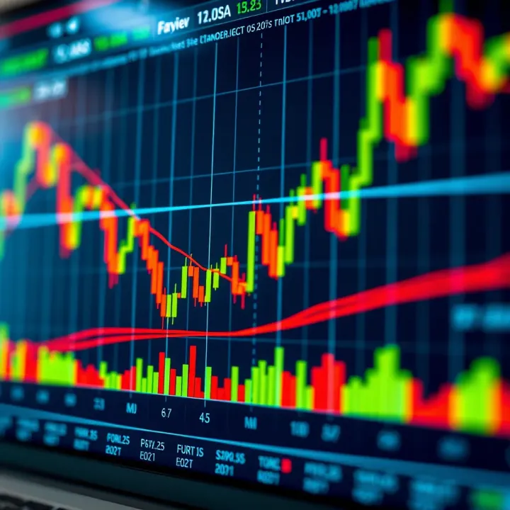 Graph showing various forex trading strategies with candlestick patterns and currency pairs in a financial chart