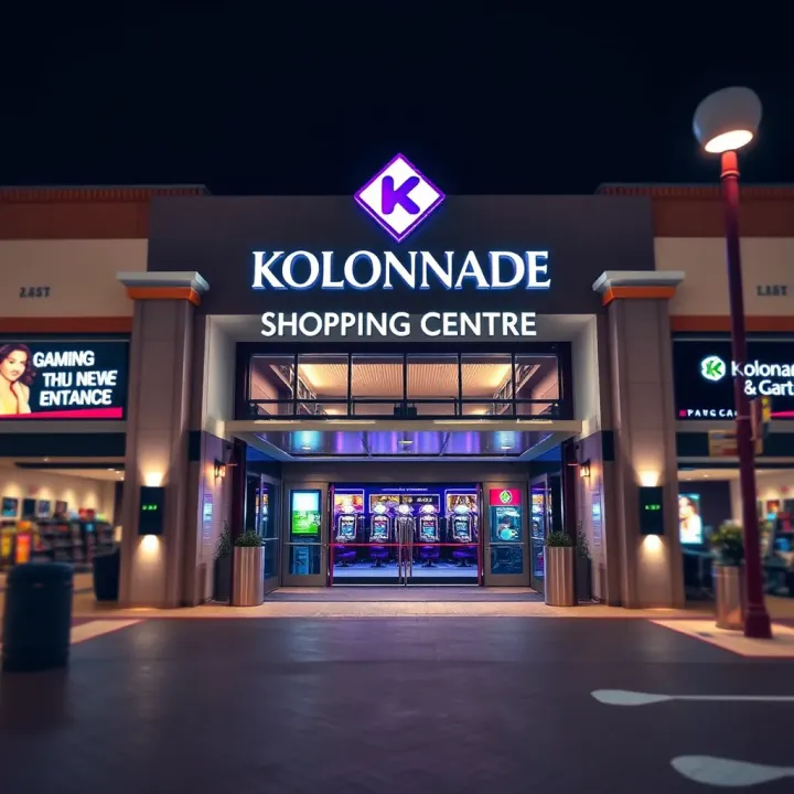 Exterior view of Kolonnade Shopping Centre showcasing gaming area entrance