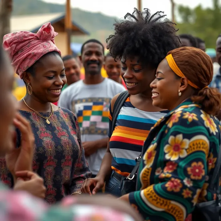 Illustration showing inclusive community support with people connecting and embracing varied gender expressions in South Africa