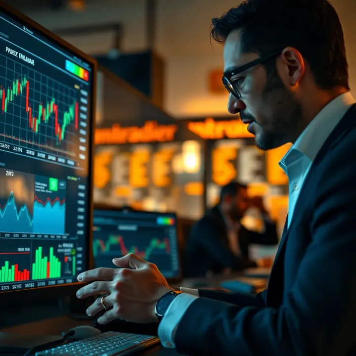 South African investor analyzing market trends and economic indicators on a digital dashboard