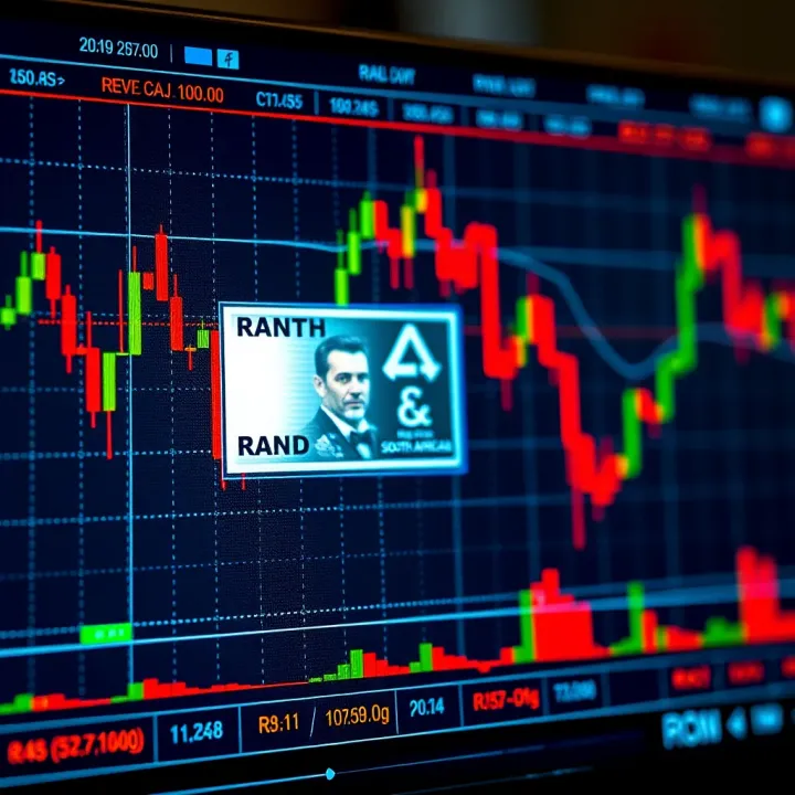 Chart displaying forex currency pairs with South African Rand highlighted on a digital trading platform