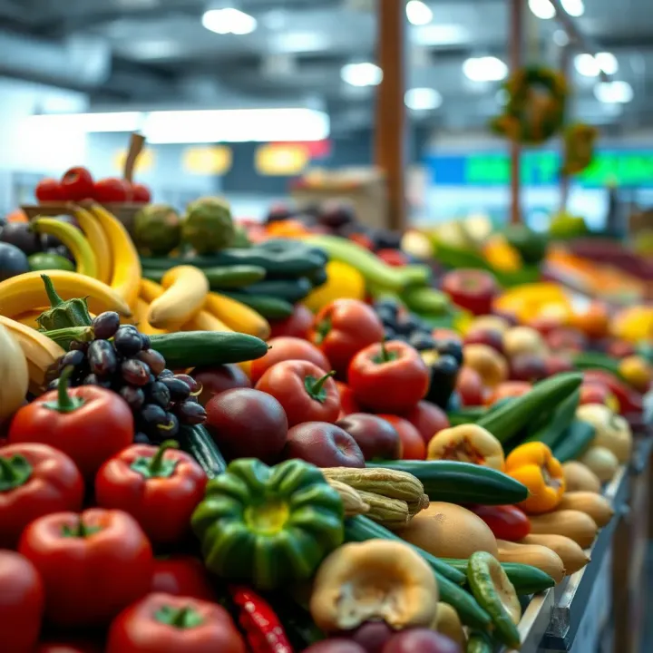 Close-up of a colorful variety of seasonal fruits and vegetables available at Willowbridge