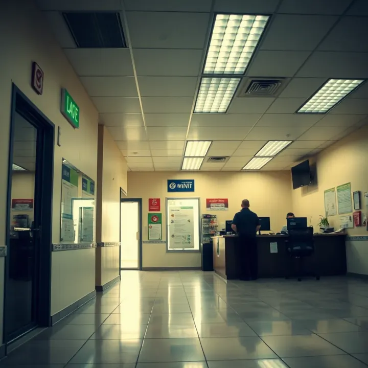 Customer service area inside the Winkelspruit Licensing Department with counters and informational posters