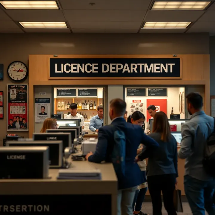 Customer service counter inside the licence department showing staff assisting visitors